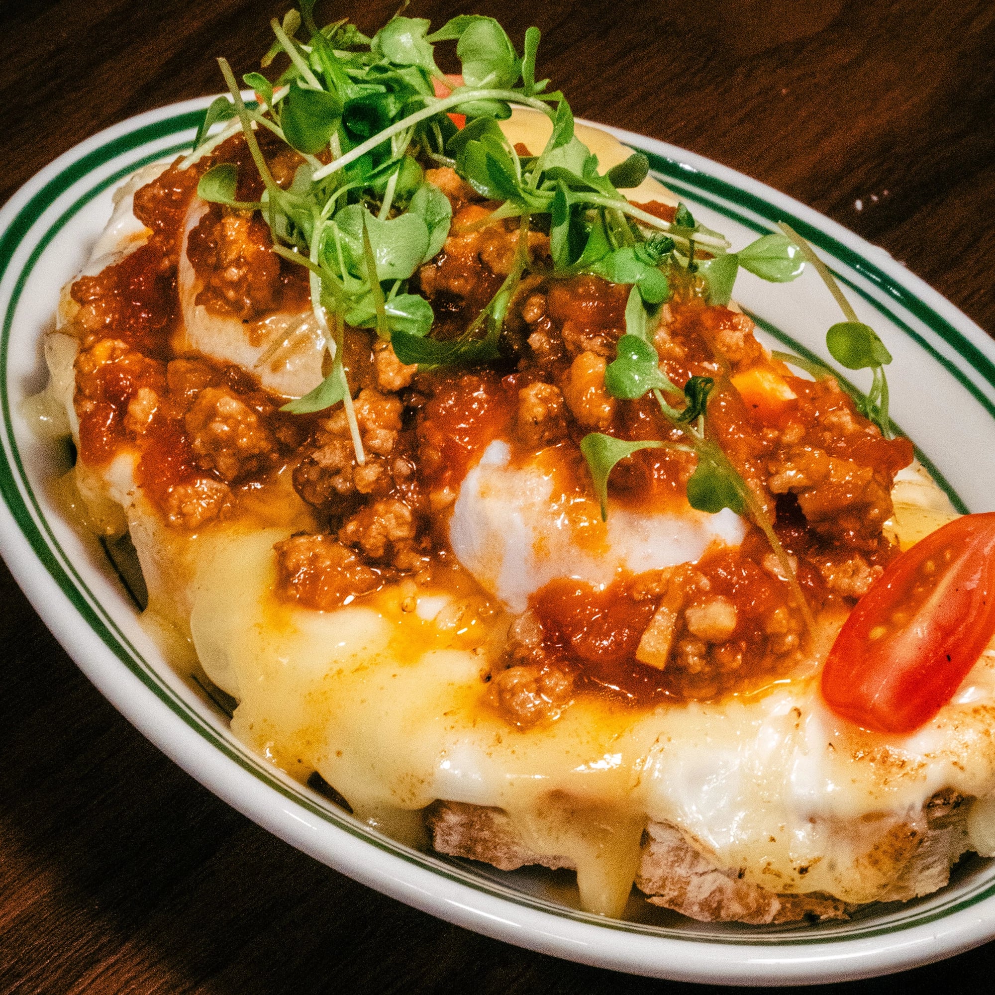 Croque Bolognese with Poached Egg