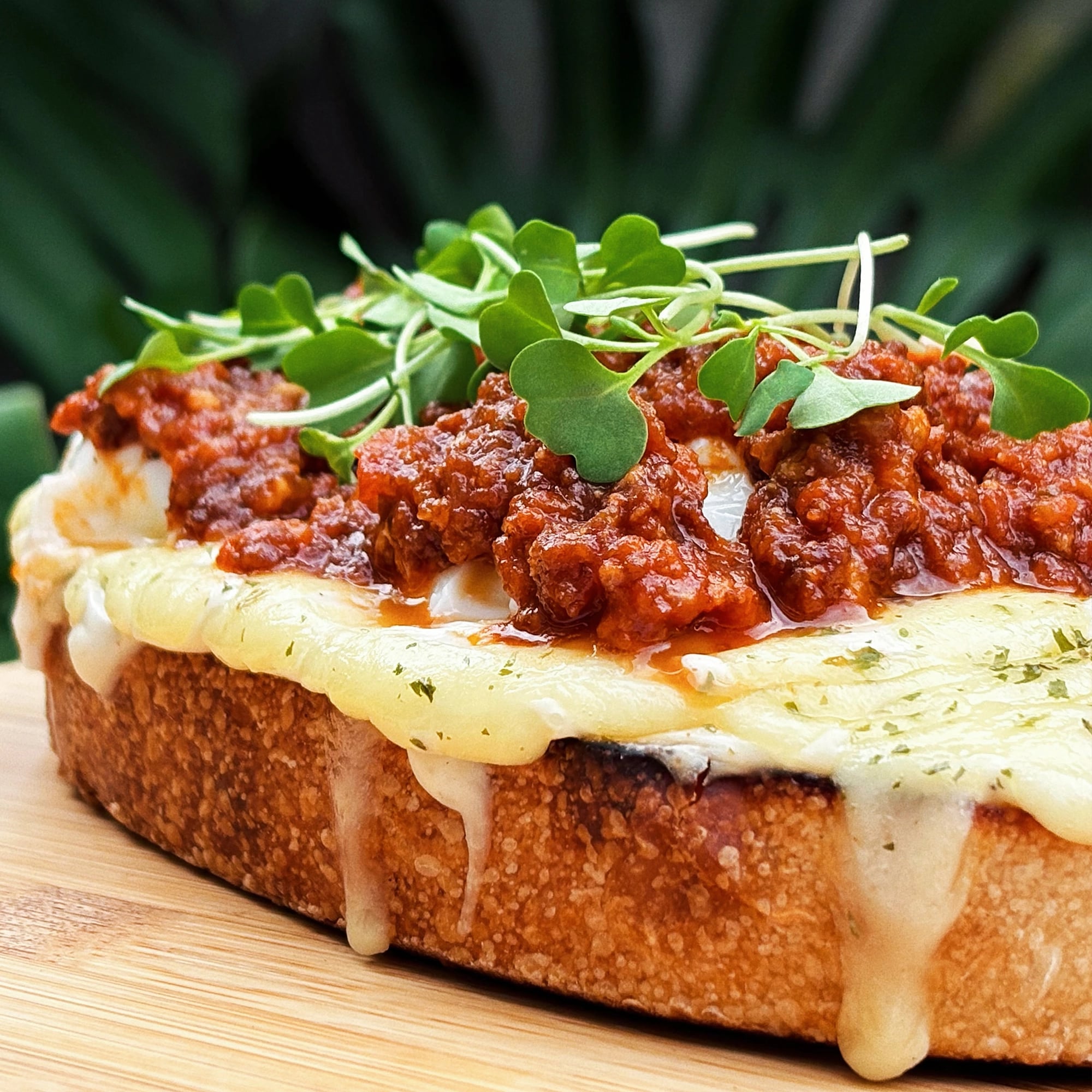 Croque Bolognese with Poached Egg