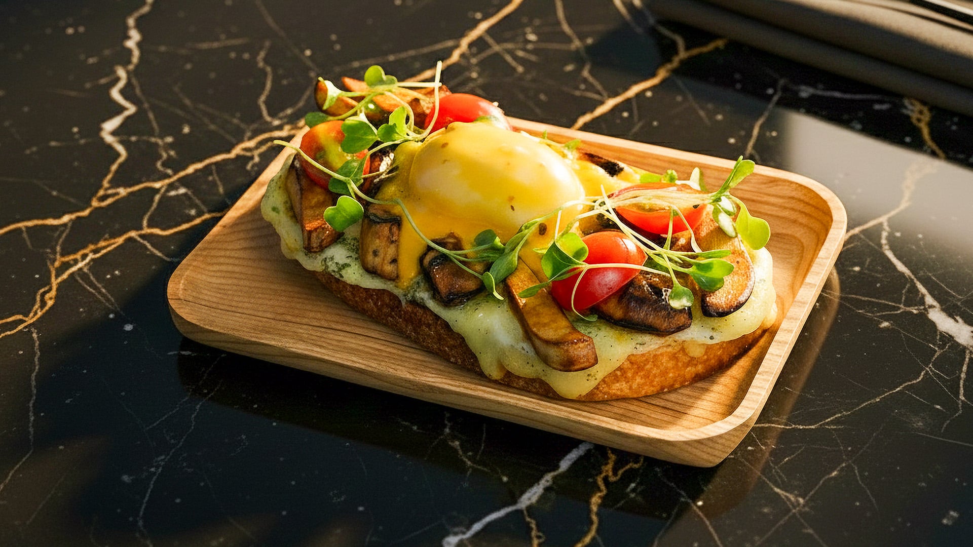 L'Telle Eatery - Hollandaise Mushroom Croque with Poached Egg